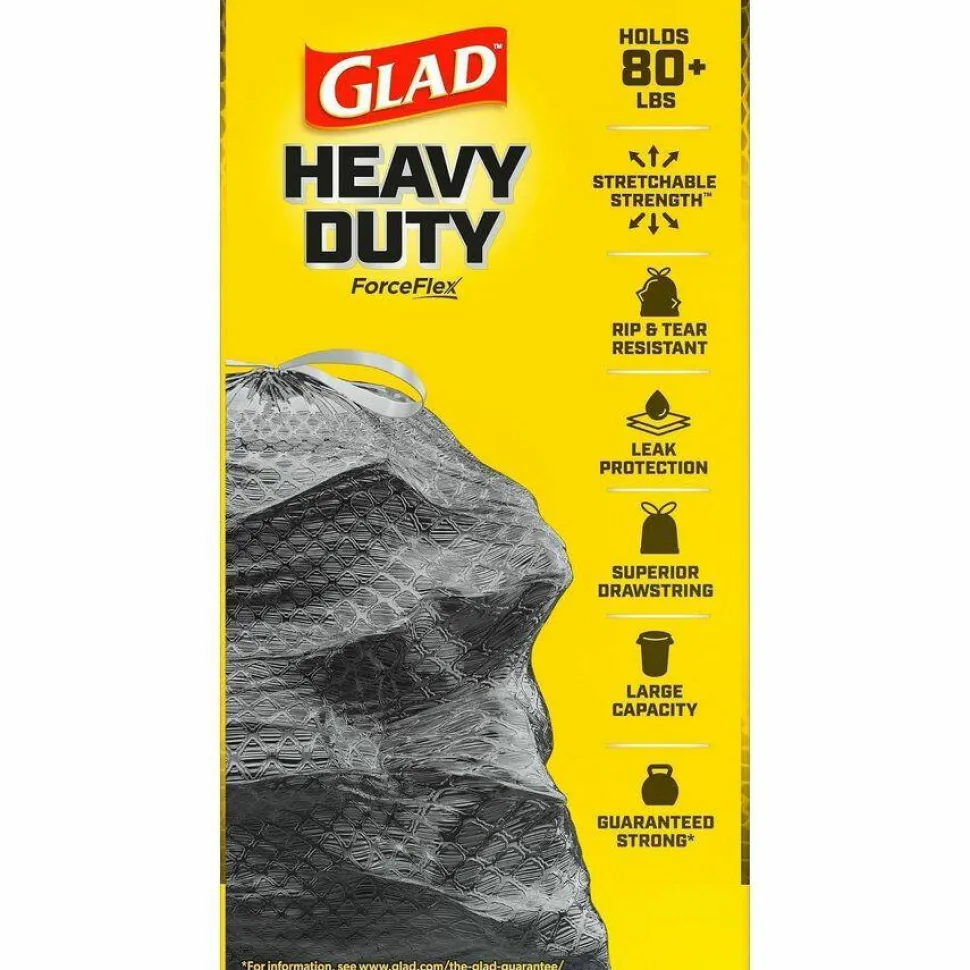 Glad ForceFlexPlus Drawstring Large Trash Bags, Large Size, 30 gal, 0.90 mil (23 Micron) Thickness, 50 Count - 78997