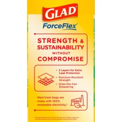 Glad ForceFlex Tall Kitchen Drawstring Trash Bags, 0.72 mil, 13 Gallon, Gain Original with Febreze Freshness, 110 Count
