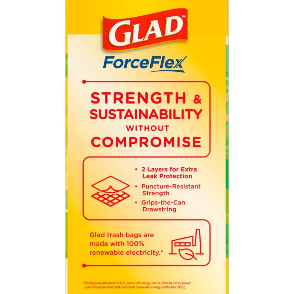 Glad ForceFlex Tall Kitchen Drawstring Trash Bags, 0.72 mil, 13 Gallon, Gain Original with Febreze Freshness, 110 Count