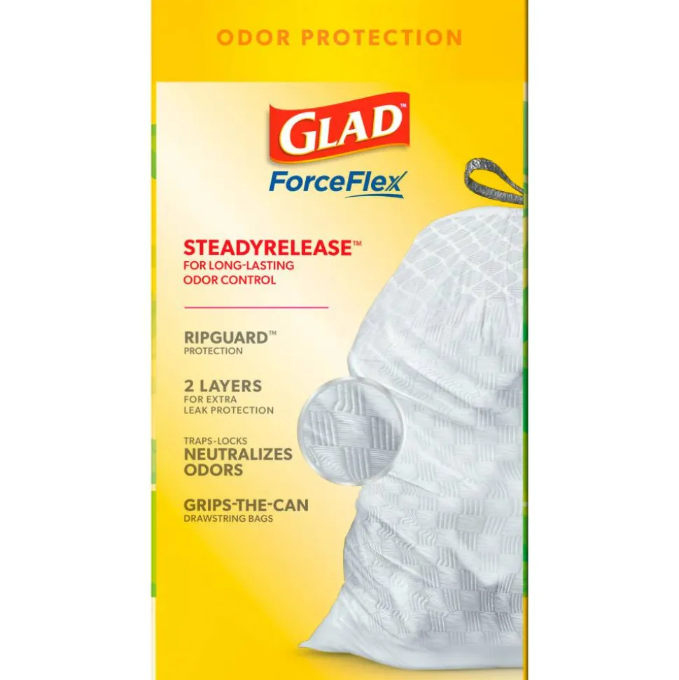 Glad ForceFlex Tall Kitchen Drawstring Trash Bags, 0.72 mil, 13 Gallon, Gain Original with Febreze Freshness, 110 Count
