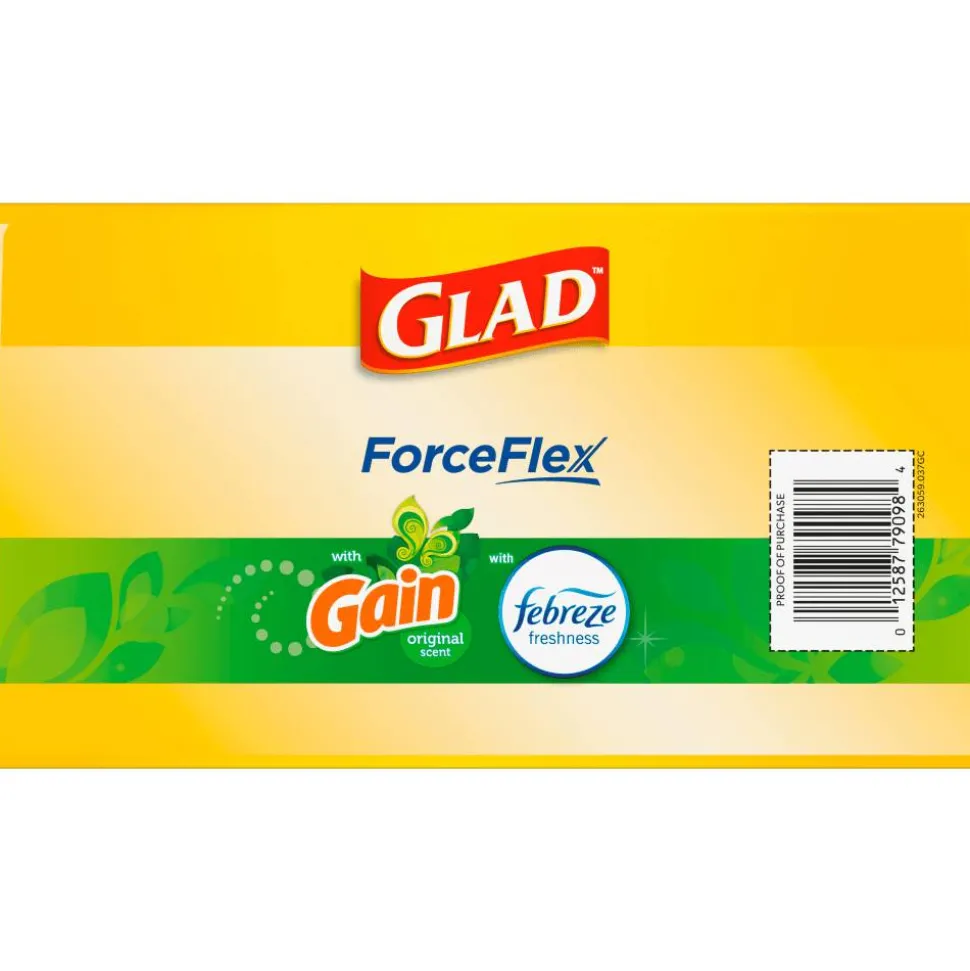 Glad ForceFlex Tall Kitchen Drawstring Trash Bags, 0.72 mil, 13 Gallon, Gain Original with Febreze Freshness, 110 Count