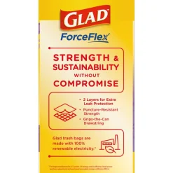 Glad ForceFlex Tall Kitchen Drawstring Trash Bags, 0.72 mil, 13 Gallon, Gain Lavender with Febreze Freshness, 110 Count