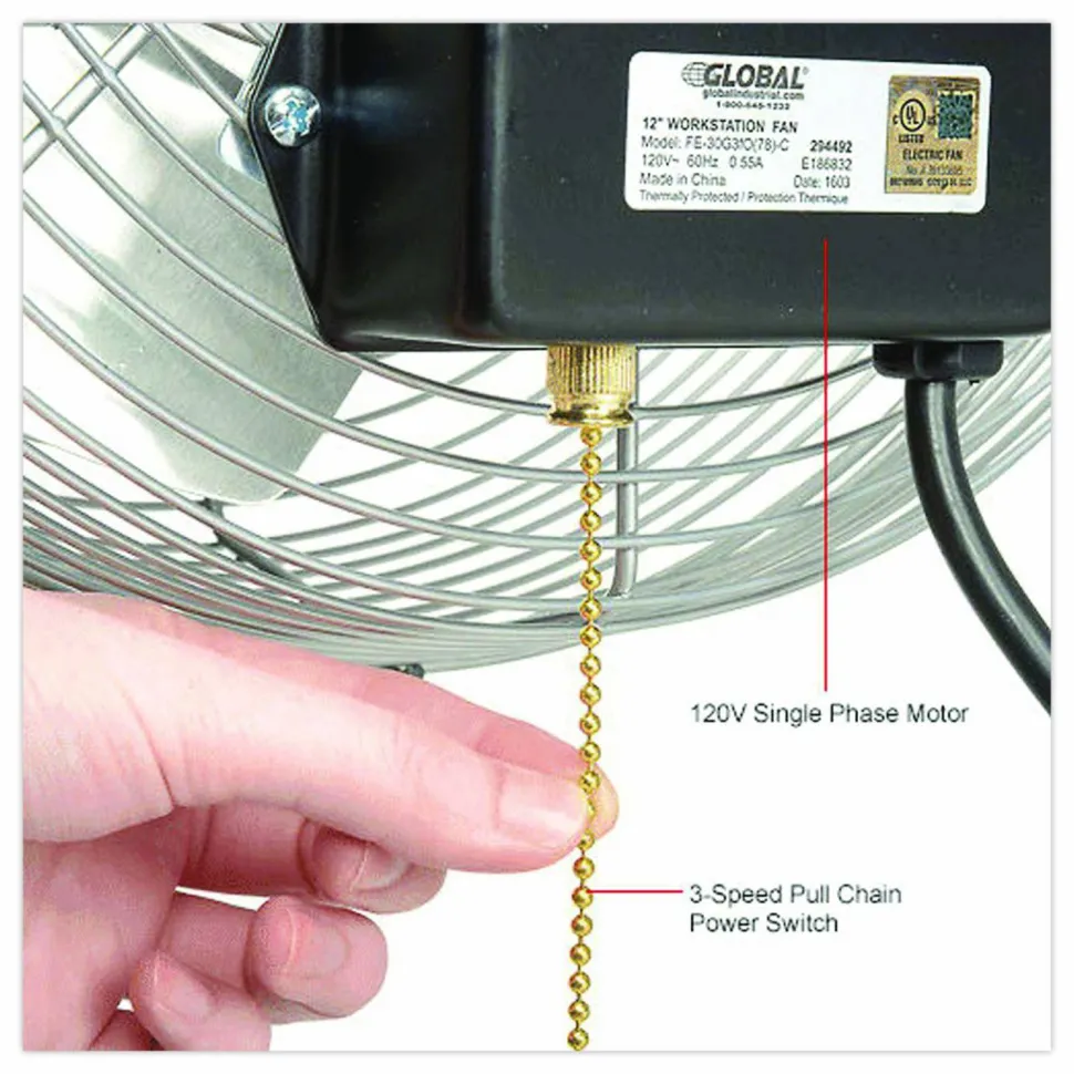 Global Industrial 18" Industrial Workstation Fan, 4,600 CFM, 1/3 hp