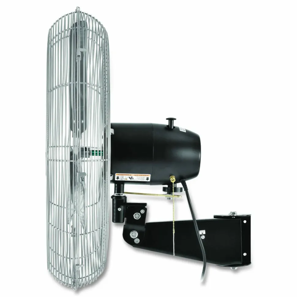 Global Industrial Deluxe Oscillating Wall Mount Fan, 24", 3 Speeds, Silver
