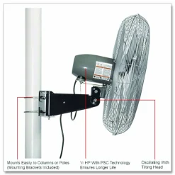Global Industrial Deluxe Oscillating Fan, Pole or Column Mount, 30