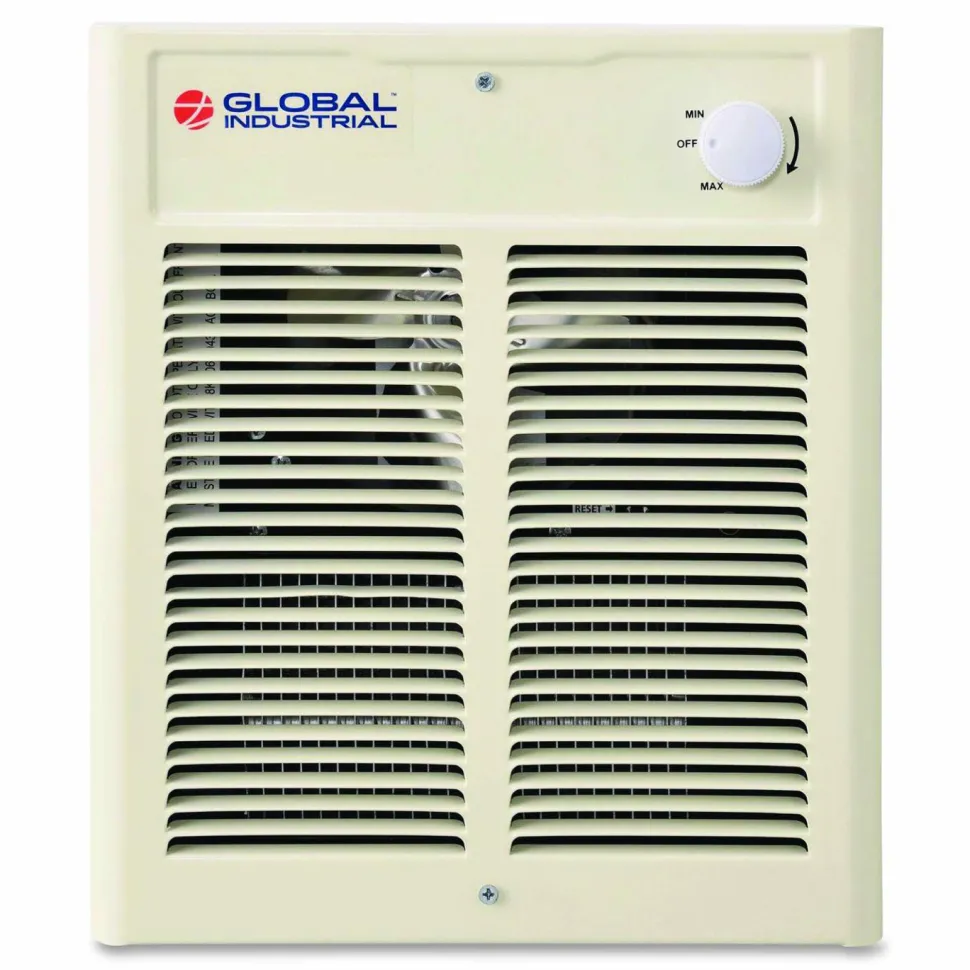 Global Industrial Fan Forced Wall Heater, Shaded Pole Motor, 2,000 W, 10.63 x 4.75 x 12.25, White