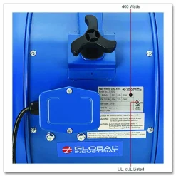 Global Industrial High Velocity Fan, Wall and Column Mount, 14", 1 Speed, Blue