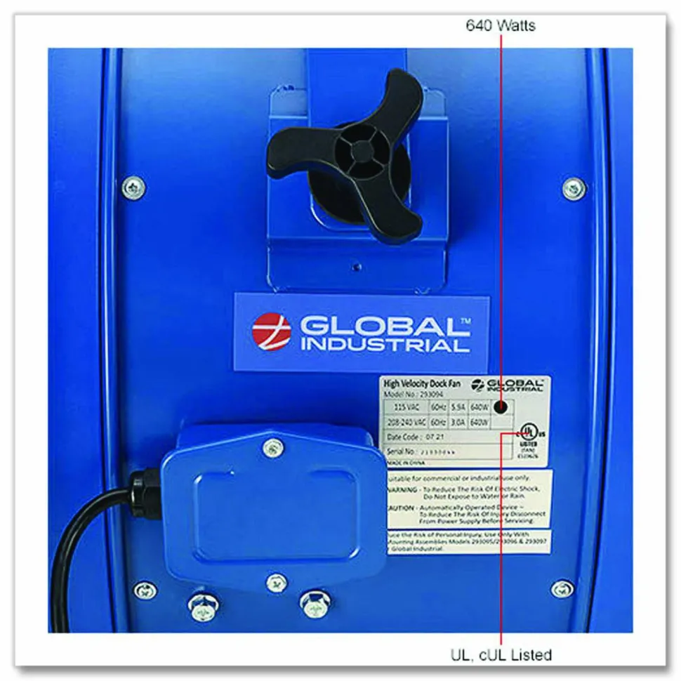 Global Industrial High Velocity Fan, Wall and Column Mount, 22", 1 Speed, Blue