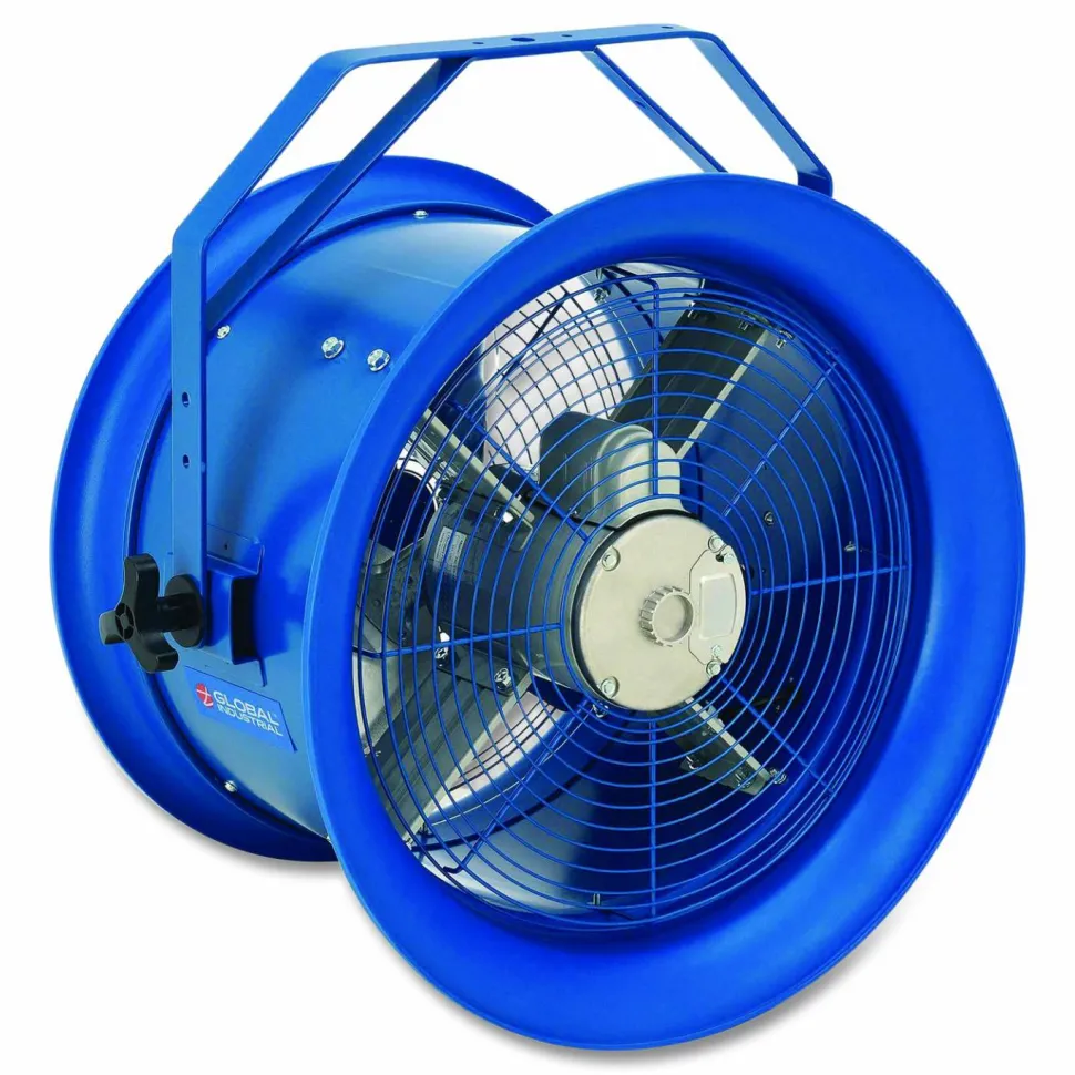 Global Industrial High Velocity Drum Fan with Yoke Mount, 18", 1 Speed, Blue