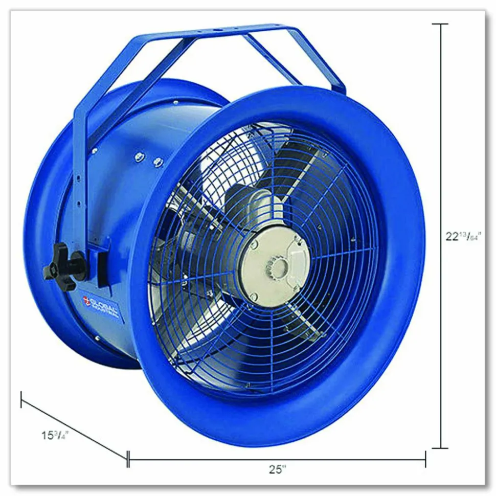 Global Industrial High Velocity Drum Fan with Yoke Mount, 18", 1 Speed, Blue