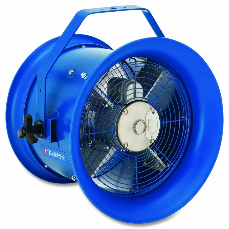 Global Industrial High Velocity Drum Fan with Yoke Mount, 14", 1 Speed, Blue