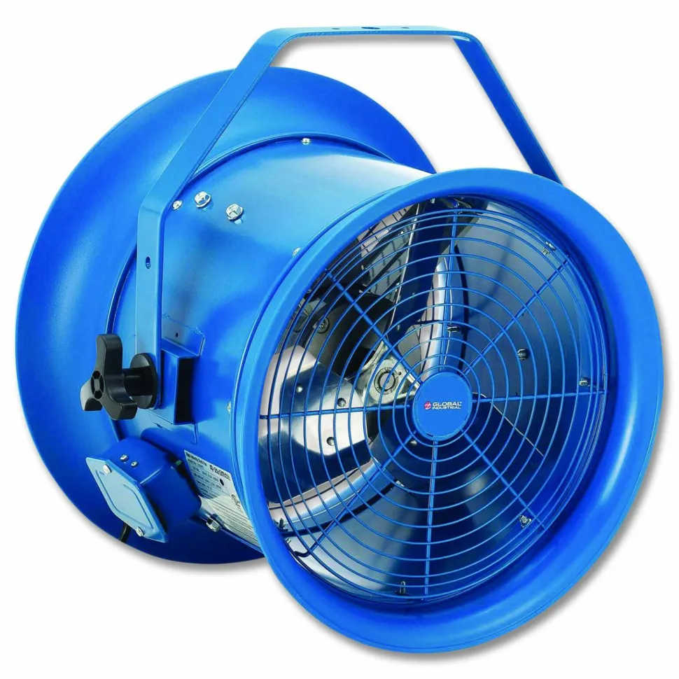 Global Industrial High Velocity Drum Fan with Yoke Mount, 14", 1 Speed, Blue