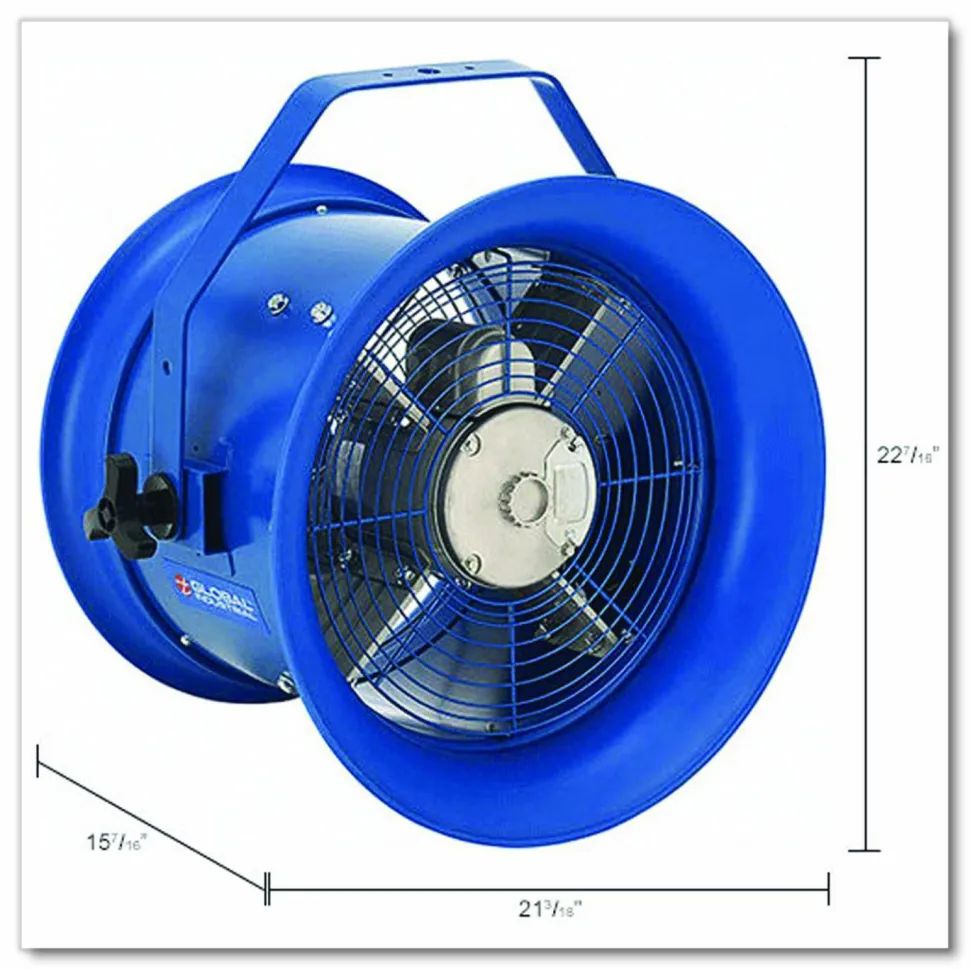 Global Industrial High Velocity Drum Fan with Yoke Mount, 14", 1 Speed, Blue