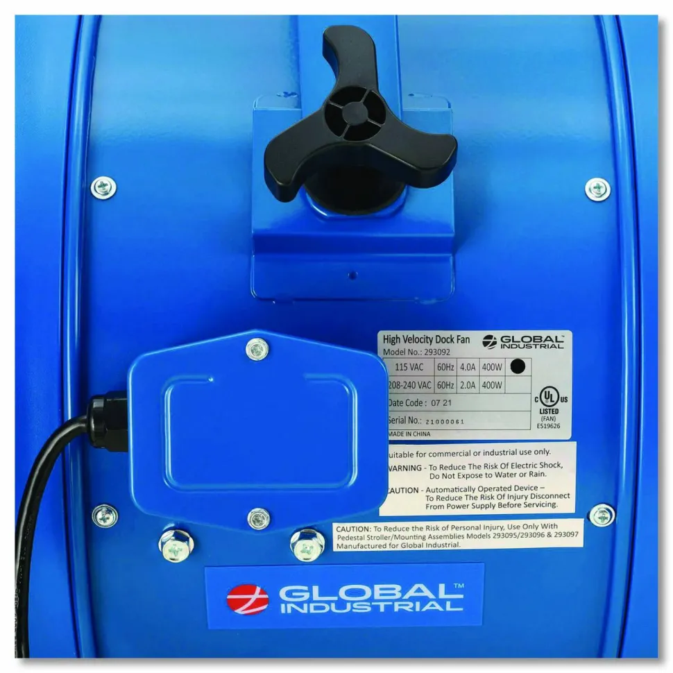Global Industrial High Velocity Drum Fan with Yoke Mount, 14", 1 Speed, Blue