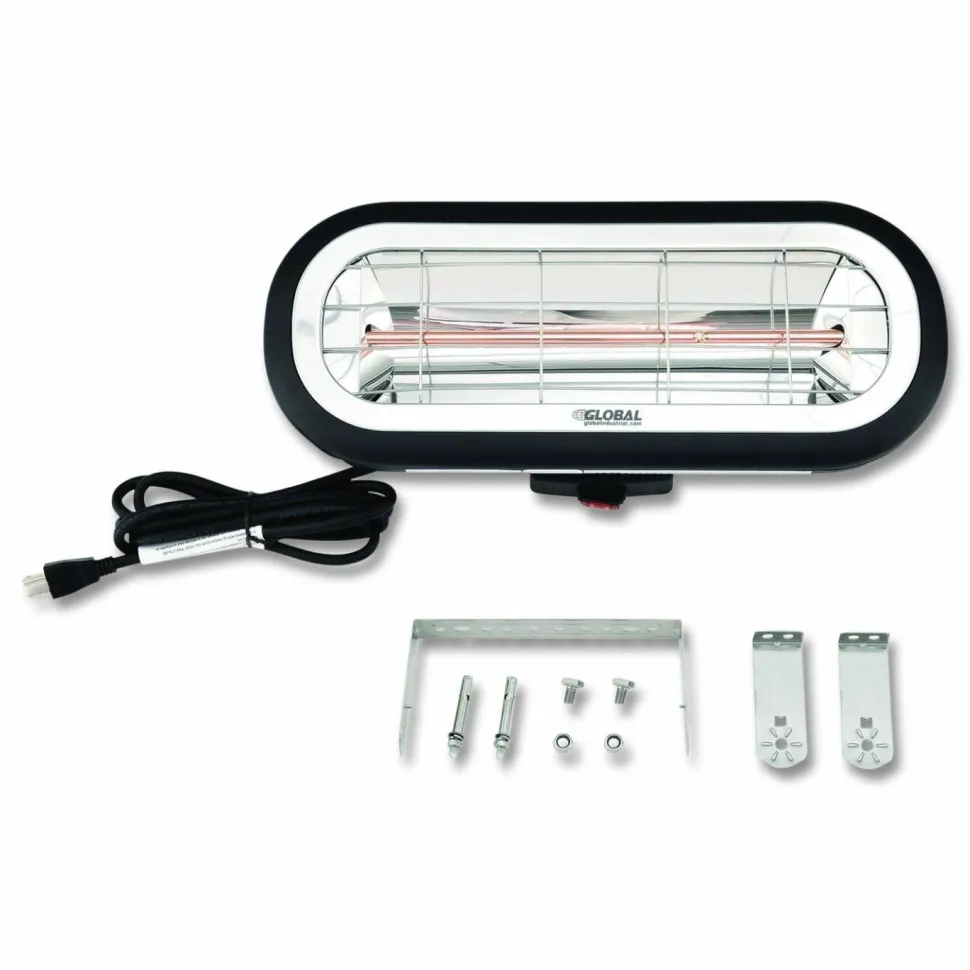 Global Industrial Infrared Patio Heater Low Glare, 1,500 W, 3 x 7 x 7.5, Black