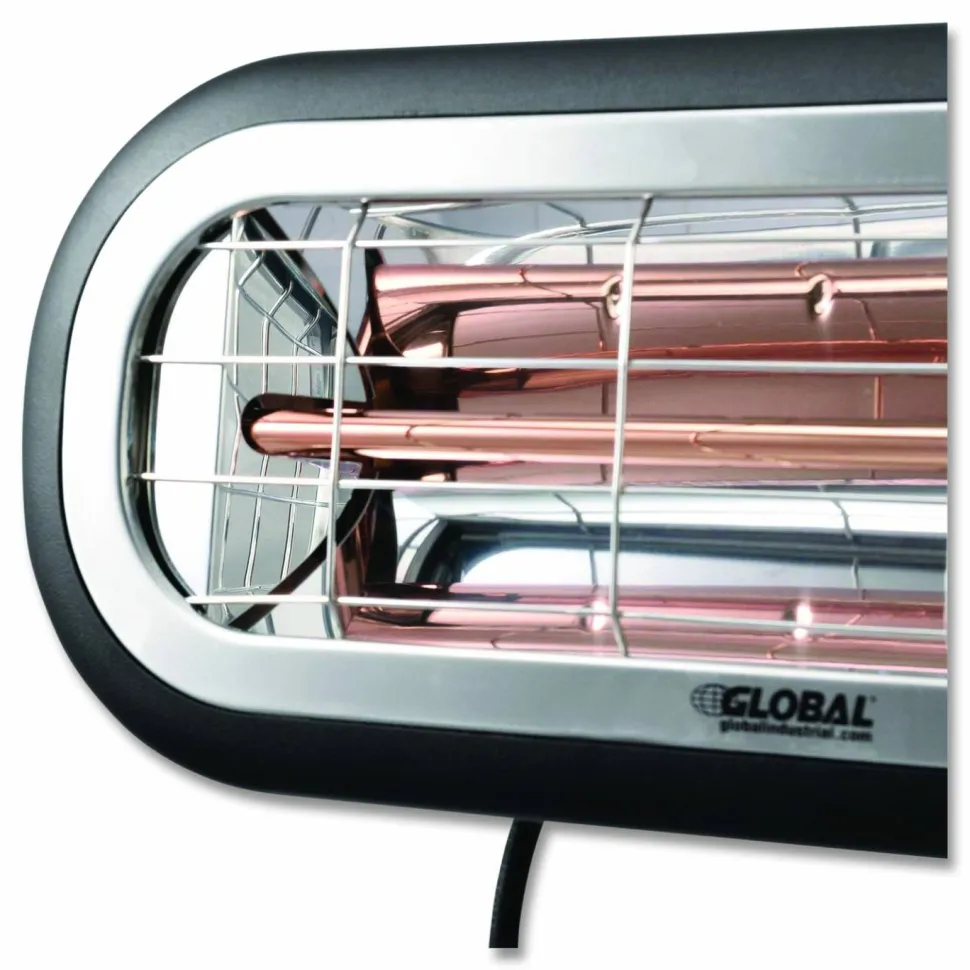 Global Industrial Infrared Patio Heater Low Glare, 1,500 W, 3 x 7 x 7.5, Black