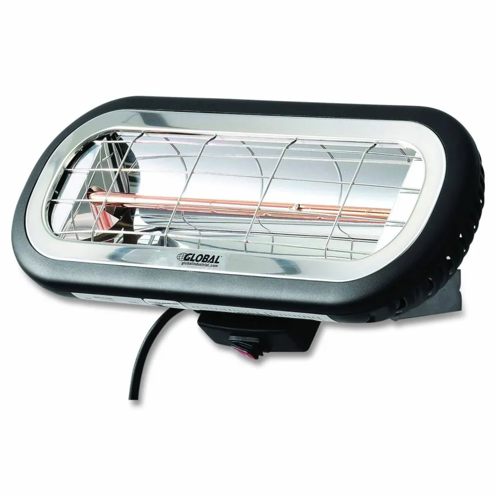 Global Industrial Infrared Patio Heater Low Glare, 1,500 W, 3 x 7 x 7.5, Black