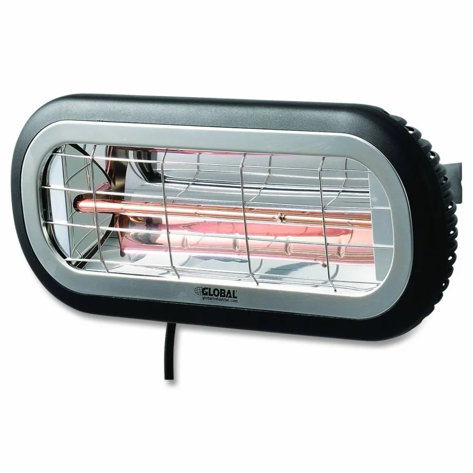Global Industrial Infrared Patio Heater Low Glare, 1,500 W, 3 x 7 x 7.5, Black