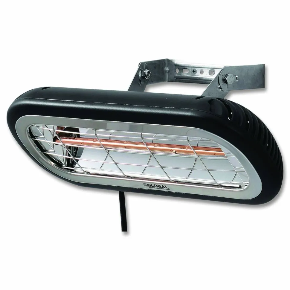 Global Industrial Infrared Patio Heater Low Glare, 1,500 W, 3 x 7 x 7.5, Black