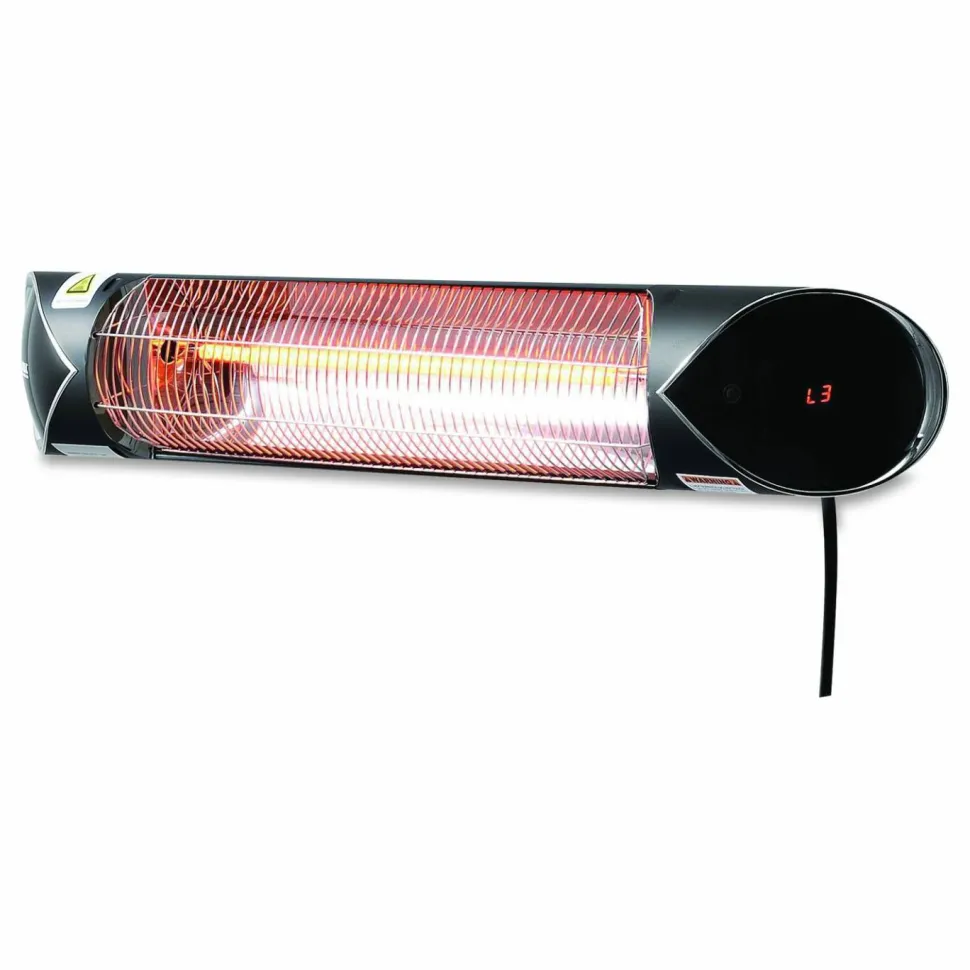 Global Industrial Infrared Patio Heater with Remote Control, 1,500 W, 35.38 x 5.13 x 3.5, Black