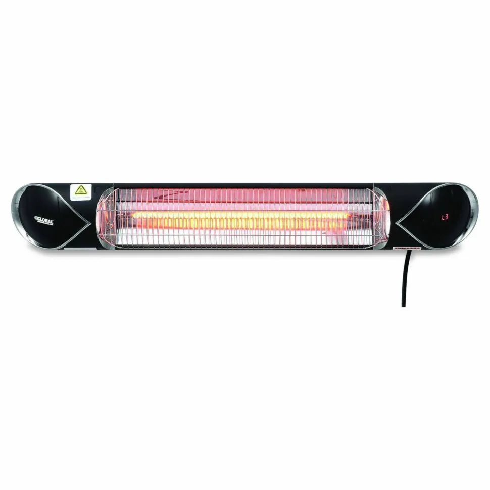 Global Industrial Infrared Patio Heater with Remote Control, 1,500 W, 35.38 x 5.13 x 3.5, Black
