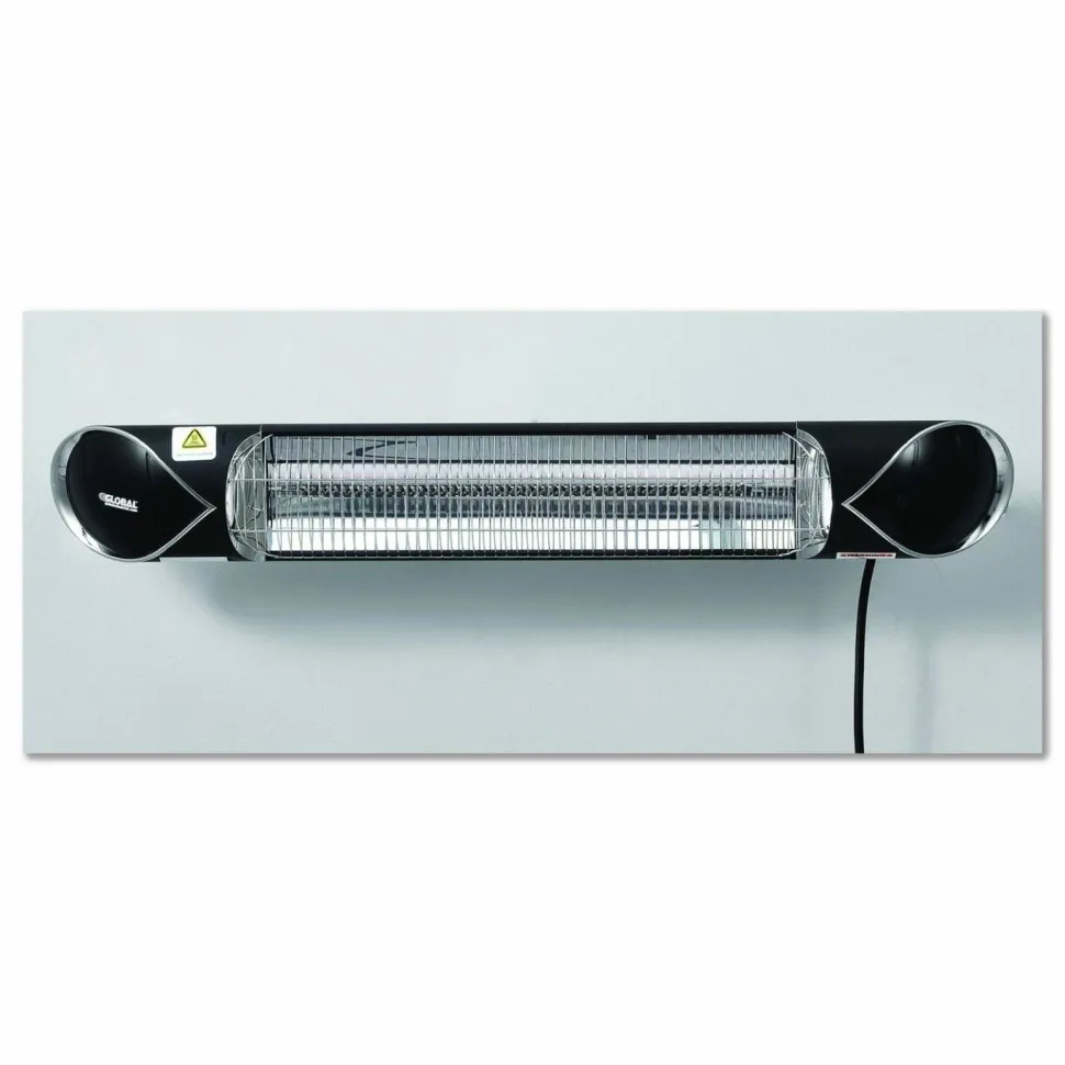 Global Industrial Infrared Patio Heater with Remote Control, 1,500 W, 35.38 x 5.13 x 3.5, Black