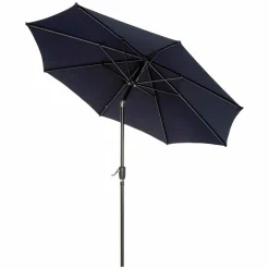 Global Industrial Outdoor Umbrella with Tilt Mechanism, 102" Span, 94" Long, Navy Blue Canopy, Black Handle