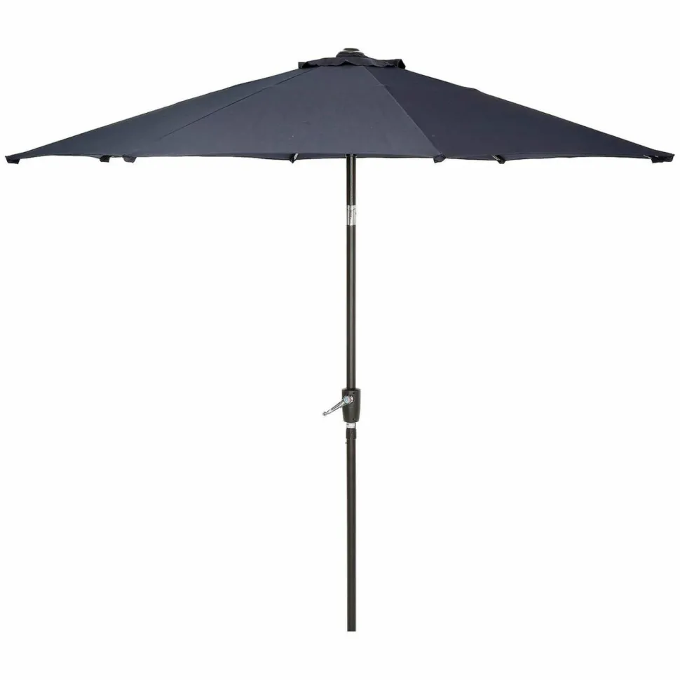 Global Industrial Outdoor Umbrella with Tilt Mechanism, 102" Span, 94" Long, Navy Blue Canopy, Black Handle