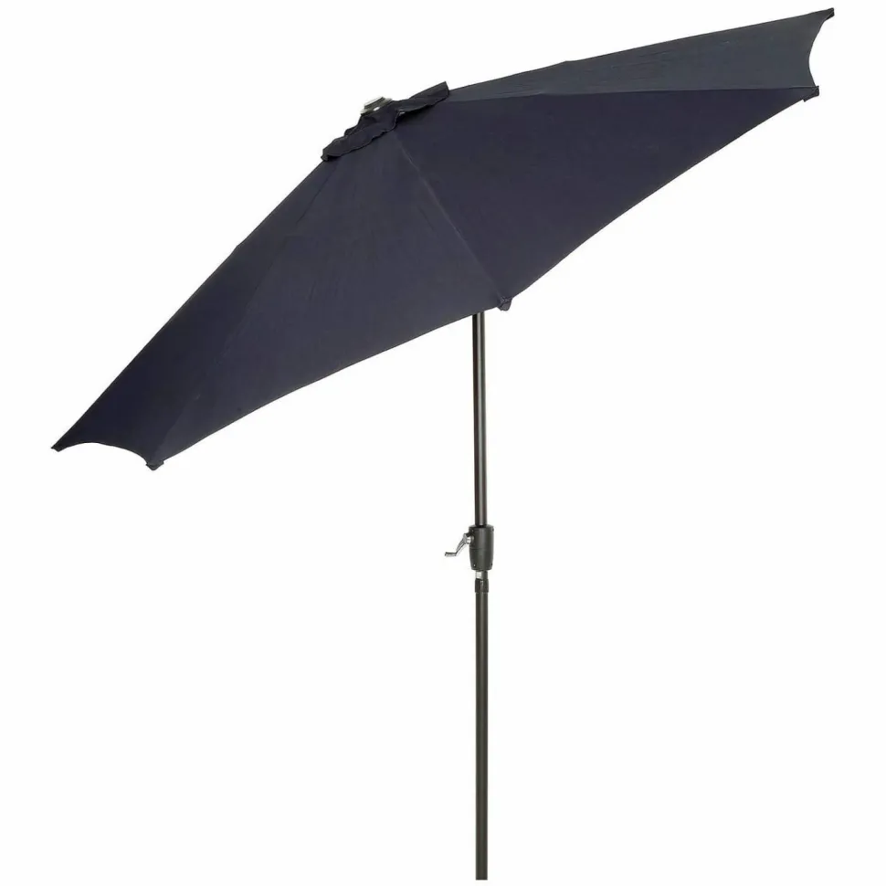 Global Industrial Outdoor Umbrella with Tilt Mechanism, 102" Span, 94" Long, Navy Blue Canopy, Black Handle