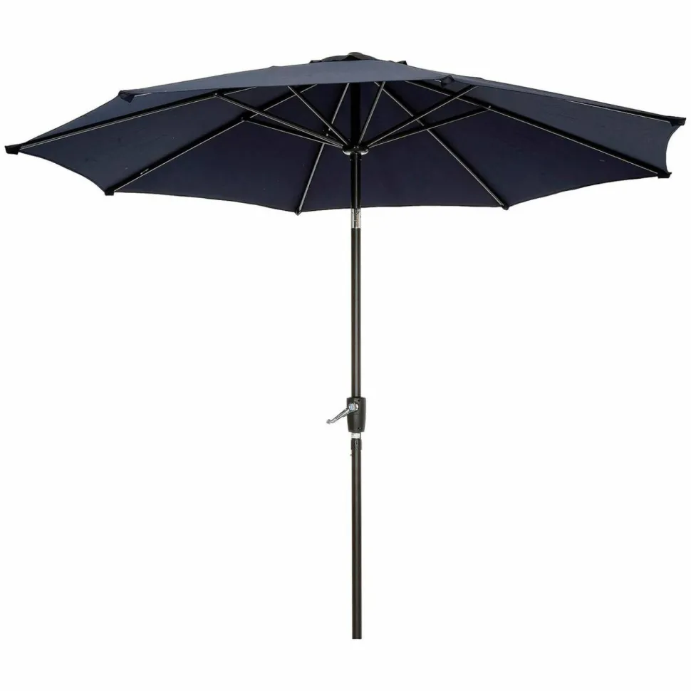 Global Industrial Outdoor Umbrella with Tilt Mechanism, 102" Span, 94" Long, Navy Blue Canopy, Black Handle