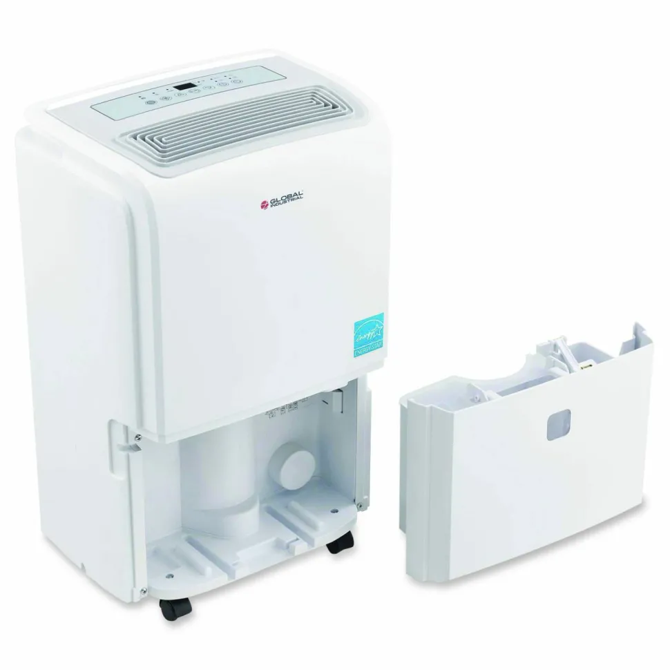 Global Industrial Portable Dehumidifier with Pump and Wi-Fi, 9.62 x 11.62 x 19.87, White