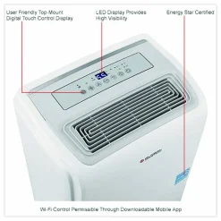Global Industrial Portable Dehumidifier with Pump and Wi-Fi, 9.62 x 11.62 x 19.87, White