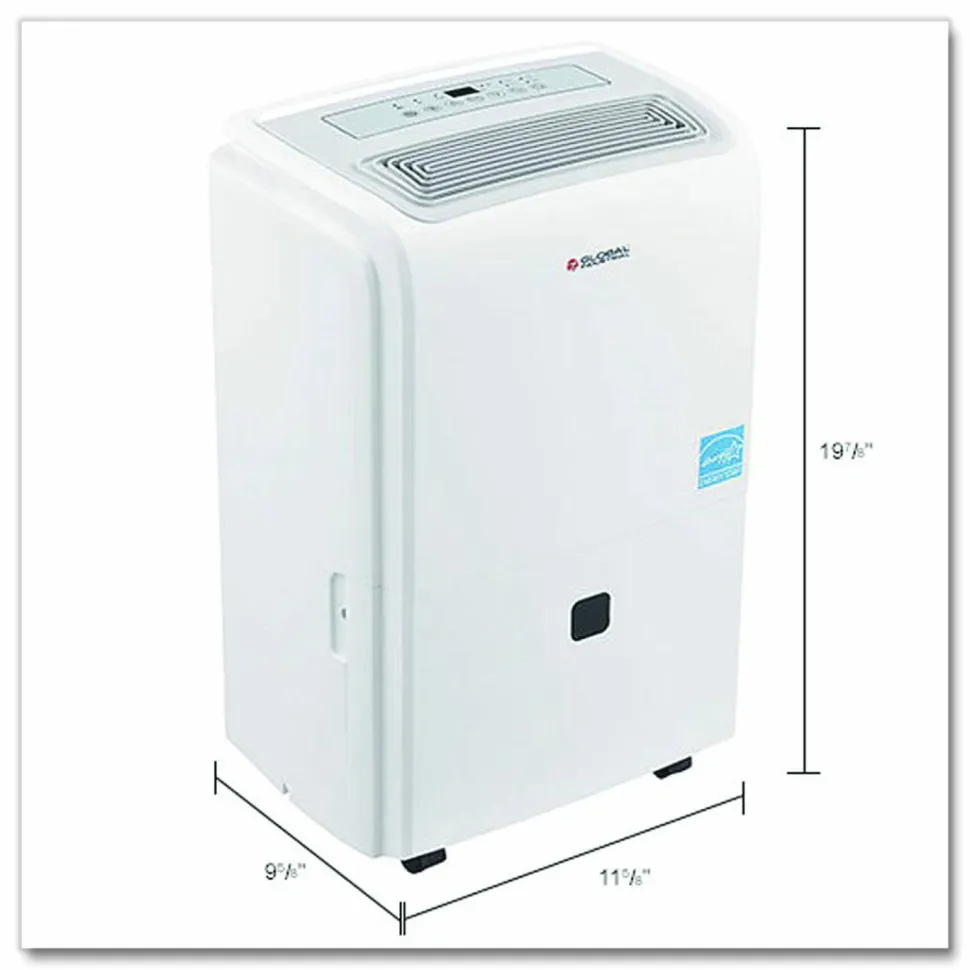 Global Industrial Portable Dehumidifier with Pump and Wi-Fi, 9.62 x 11.62 x 19.87, White