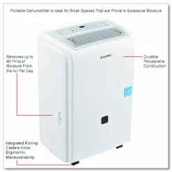 Global Industrial Portable Dehumidifier with Pump and Wi-Fi, 9.62 x 11.62 x 19.87, White