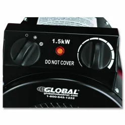 Global Industrial Portable Electric Space Heater, 1,500 W, 11.25 x 14.75 x 17.5, Black