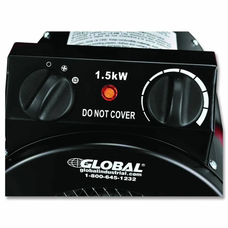 Global Industrial Portable Electric Space Heater, 1,500 W, 11.25 x 14.75 x 17.5, Black