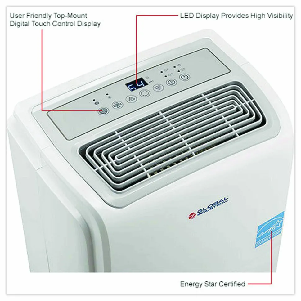 Global Industrial Portable Dehumidifier, 9.62 x 9.62 x 19.68, White