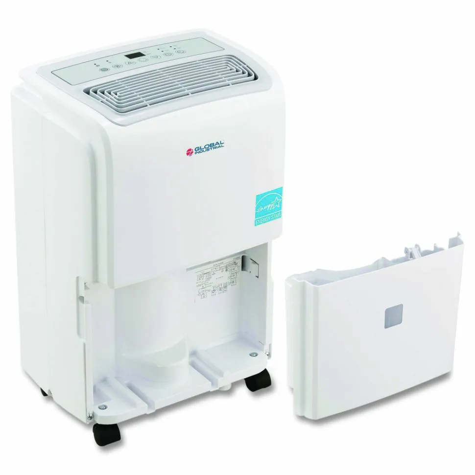 Global Industrial Portable Dehumidifier with Pump and Wi-Fi, 11.62 x 11.62 x 24.81, White