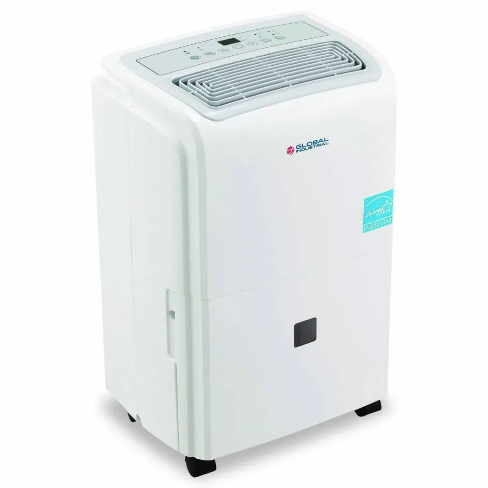 Global Industrial Portable Dehumidifier with Pump and Wi-Fi, 11.62 x 11.62 x 24.81, White