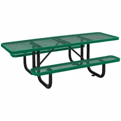 Global Industrial ADA Compliant Expanded Steel Picnic Table, Rectangular, 96 x 60 x 21.5, Green Top and Base