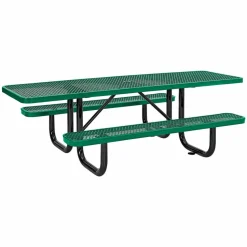 Global Industrial ADA Compliant Expanded Steel Picnic Table, Rectangular, 96 x 60 x 21.5, Green Top and Base