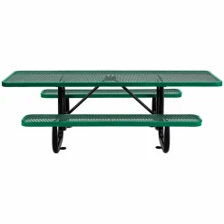 Global Industrial ADA Compliant Expanded Steel Picnic Table, Rectangular, 96 x 60 x 21.5, Green Top and Base