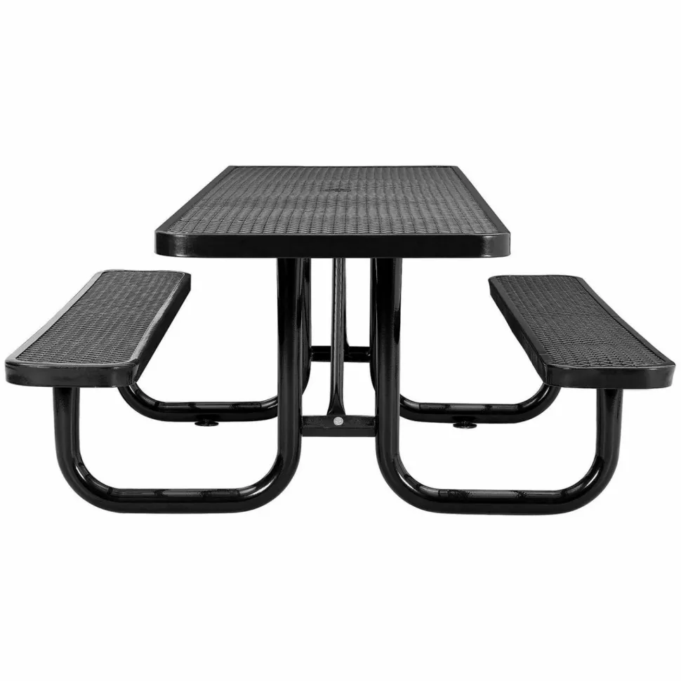 Global Industrial ADA Compliant Expanded Steel Picnic Table, Rectangular, 96 x 60 x 29.5, Black Top and Base