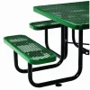 Global Industrial Expanded Steel Picnic Table, Square, 81 x 81 x 29.5, Green Top, Green Base/Legs