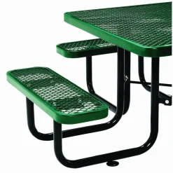 Global Industrial Expanded Steel Picnic Table, Square, 81 x 81 x 29.5, Green Top, Green Base/Legs