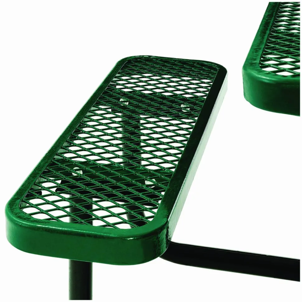Global Industrial Expanded Steel Picnic Table, Square, 81 x 81 x 29.5, Green Top, Green Base/Legs