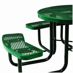 Global Industrial Expanded Steel Picnic Table, Round, 46" Dia x 29.5"h, Green Top, Green Base/Legs