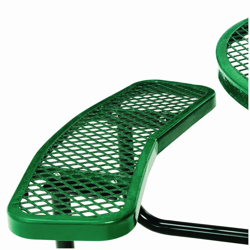 Global Industrial Expanded Steel Picnic Table, Round, 46" Dia x 29.5"h, Green Top, Green Base/Legs