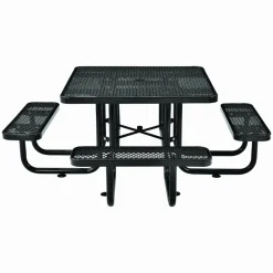 Global Industrial Expanded Steel Picnic Table, Square, 81 x 81 x 29.5, Black Top, Black Base/Legs