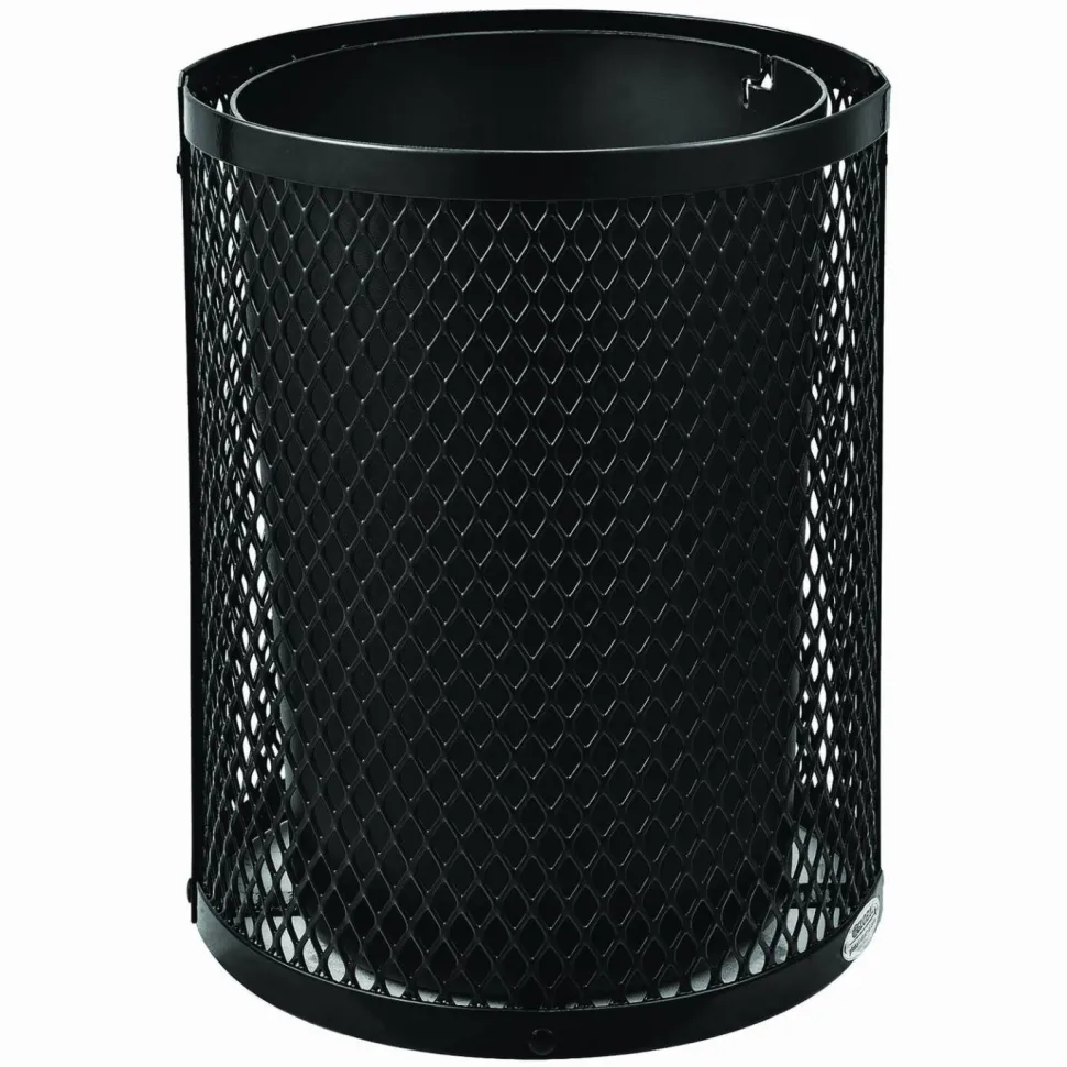Global Industrial Outdoor Diamond Steel Trash Can, 36 gal, Black